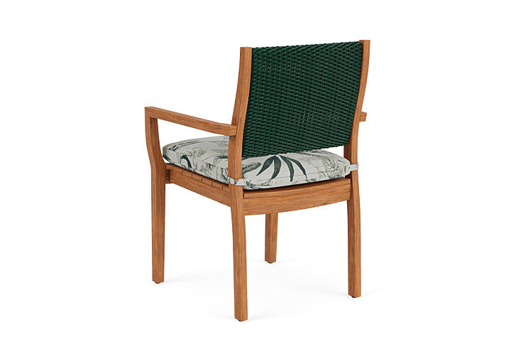 Lloyd Flanders - Teak Loom Back Teak Dining Armchair In Woodland Finish With Delicate Botanical Sage Fabric - 2862010252075 view 2
