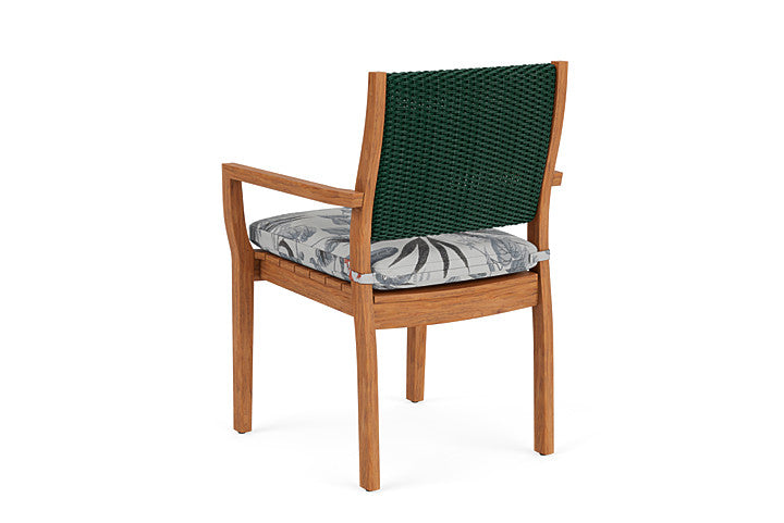 Lloyd Flanders - Teak Loom Back Teak Dining Armchair In Woodland Finish With Delicate Botanical Slate Fabric - 2862010252076 view 2