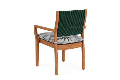 Lloyd Flanders - Teak Loom Back Teak Dining Armchair In Woodland Finish With Delicate Botanical Slate Fabric - 2862010252076 view 2