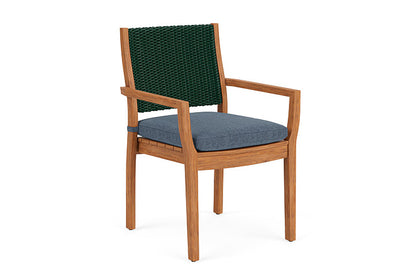 Lloyd Flanders - Teak Loom Back Teak Dining Armchair In Woodland Finish With Deluna Aegean Fabric - 2862010252030 view 1
