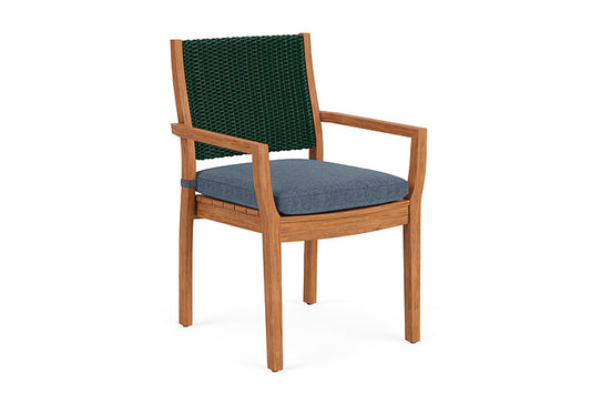 Lloyd Flanders - Teak Loom Back Teak Dining Armchair In Woodland Finish With Deluna Aegean Fabric - 2862010252030 view 1