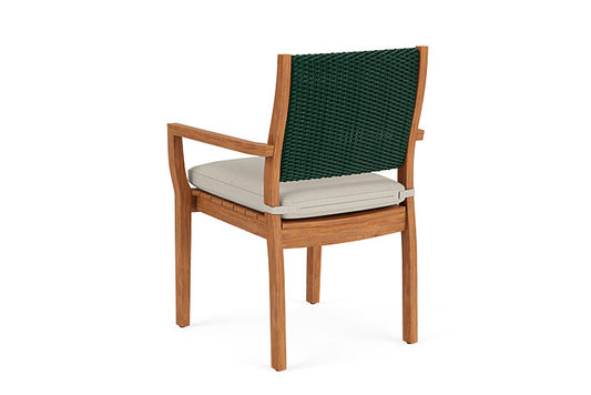 Lloyd Flanders - Teak Loom Back Teak Dining Armchair In Woodland Finish With Fife Fog Fabric - 286201025181 view 2