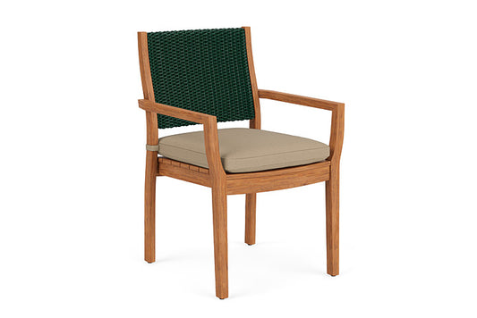 Lloyd Flanders - Teak Loom Back Teak Dining Armchair In Woodland Finish With Fife Sahara Fabric - 286201025742 view 1