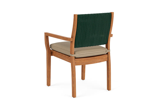 Lloyd Flanders - Teak Loom Back Teak Dining Armchair In Woodland Finish With Fife Sahara Fabric - 286201025742 view 2