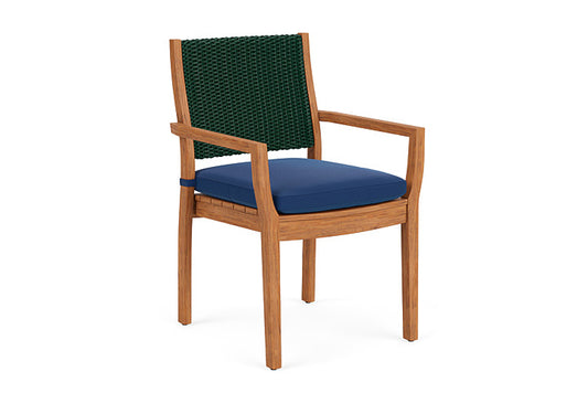 Lloyd Flanders - Teak Loom Back Teak Dining Armchair In Woodland Finish With Flagship Lapis Fabric - 2862010251813 view 1