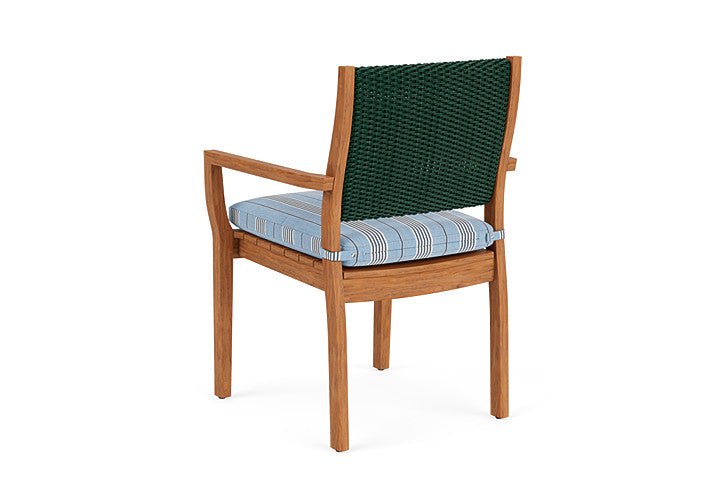 Lloyd Flanders - Teak Loom Back Teak Dining Armchair In Woodland Finish With Hansen Sky Fabric - 286201025064 view 2