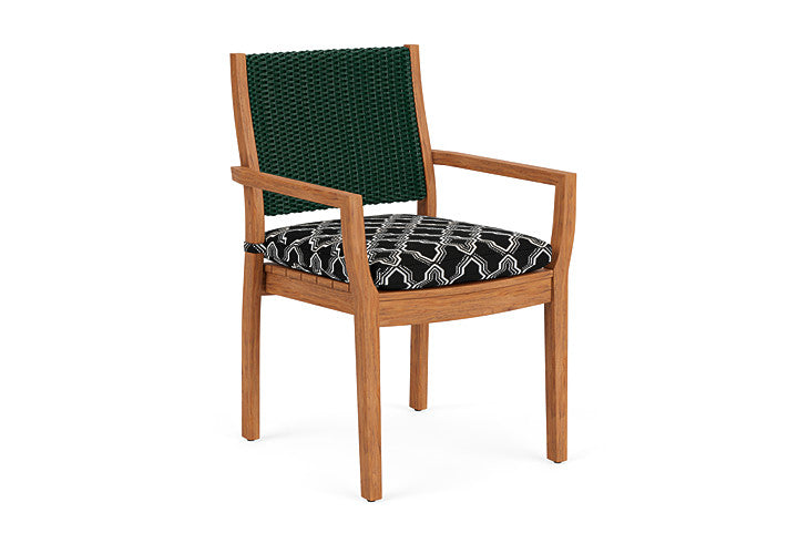 Lloyd Flanders - Teak Loom Back Teak Dining Armchair In Woodland Finish With Luna Onyx Fabric - 2862010252071 view 1