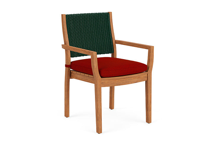Lloyd Flanders - Teak Loom Back Teak Dining Armchair In Woodland Finish With Partyline Lollipop Fabric - 2862010252054 view 1