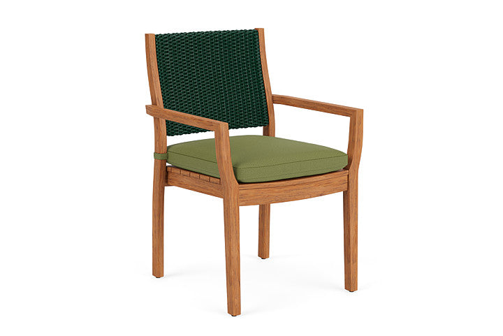 Lloyd Flanders - Teak Loom Back Teak Dining Armchair In Woodland Finish With Reflections Grass Fabric - 2862010252051 view 1