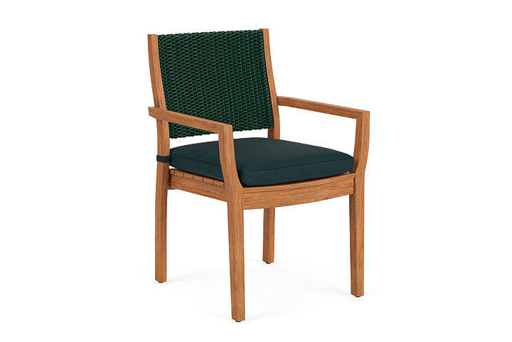 Lloyd Flanders - Teak Loom Back Teak Dining Armchair In Woodland Finish With Sandberg Lagoon Fabric - 2862010252039 view 1