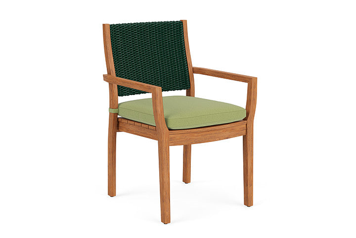 Lloyd Flanders - Teak Loom Back Teak Dining Armchair In Woodland Finish With Unearth Spring Fabric - 2862010252067 view 1