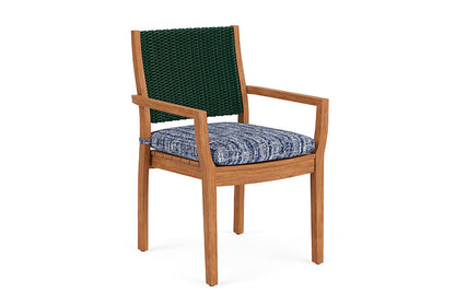 Lloyd Flanders - Teak Loom Back Teak Dining Armchair In Woodland Finish With Visions Cobalt Fabric - 286201025683 view 1