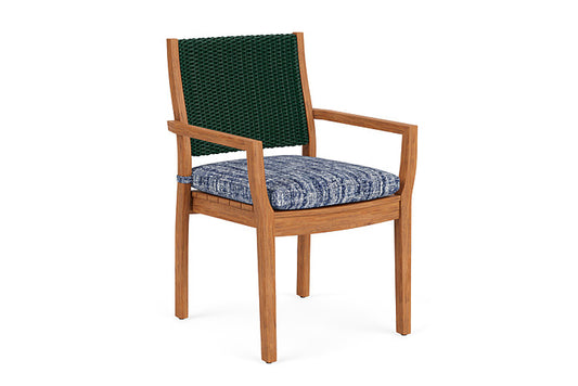 Lloyd Flanders - Teak Loom Back Teak Dining Armchair In Woodland Finish With Visions Cobalt Fabric - 286201025683 view 1