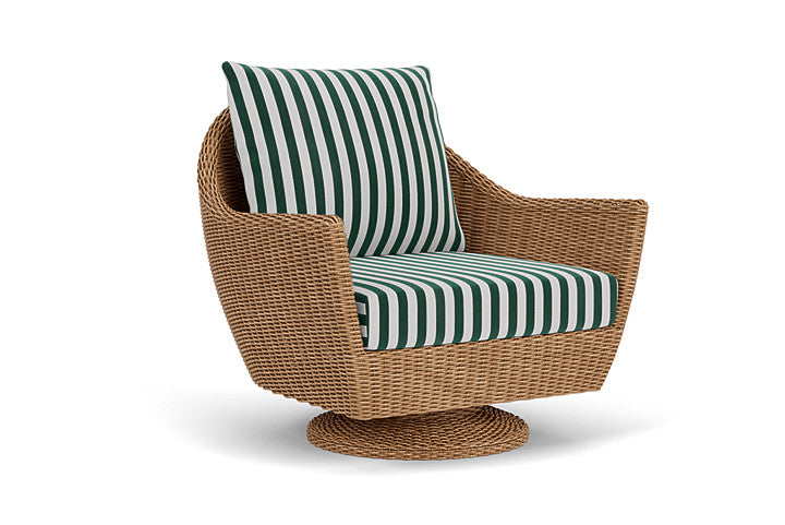 Lloyd Flanders - Tobago Swivel Rocker Lounge Chair In Hyacinth Finish With Safari/White Stripe Fabric - 426081093269 view 1