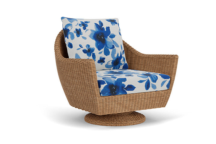 Lloyd Flanders - Tobago Swivel Rocker Lounge Chair In Hyacinth Finish With Watercolor Blossom Capri Fabric - 426081093672 view 1