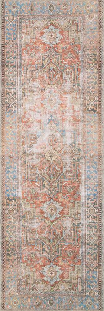 Loloi - Loren Terracotta / Sky 2-6in x 7-6in Runner Rug - LORELQ-15TCSC2676 view 1