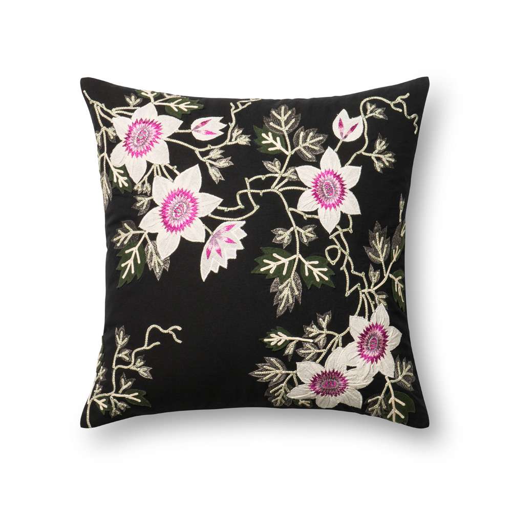 Loloi - P0295 Black / Ivory 22in x 22in Cover w/Down Pillow - DSETP0295BLIVPIL3 veiw 1