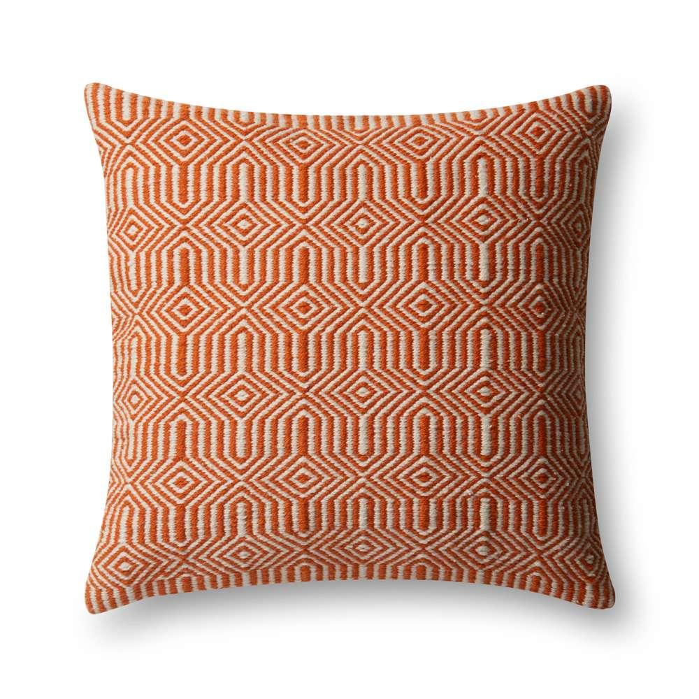 Loloi - P0339 Orange / Ivory 22in x 22in Cover w/Down Pillow - DSETP0339ORIVPIL3 veiw 1