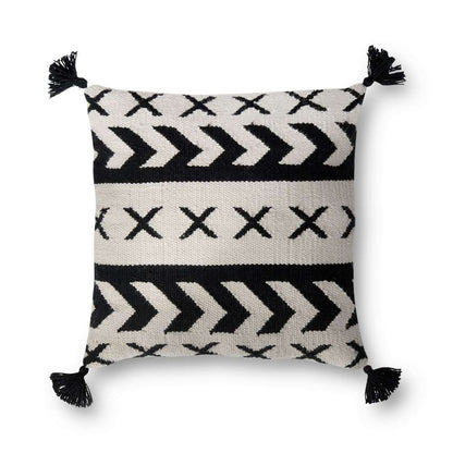Loloi - P0502 Black / Ivory 18in x 18in Cover w/Down Pillow - DSETP0502BLIVPIL1 veiw 1
