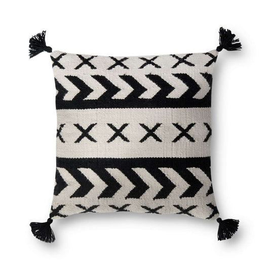 Loloi - P0502 Black / Ivory 18in x 18in Cover w/Poly Pillow - PSETP0502BLIVPIL1 veiw 1