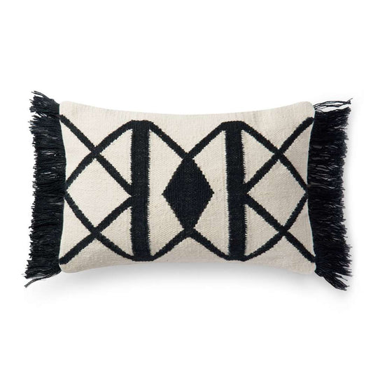 Loloi - P0503 Black / Ivory 13in x 21in Cover w/Down Pillow - DSETP0503BLIVPIL5 veiw 1