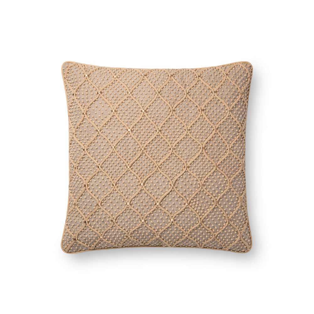 Loloi - P0675 Natural / Gold 18in x 18in Cover w/Down Pillow - DSETP0675NAGOPIL1 veiw 1