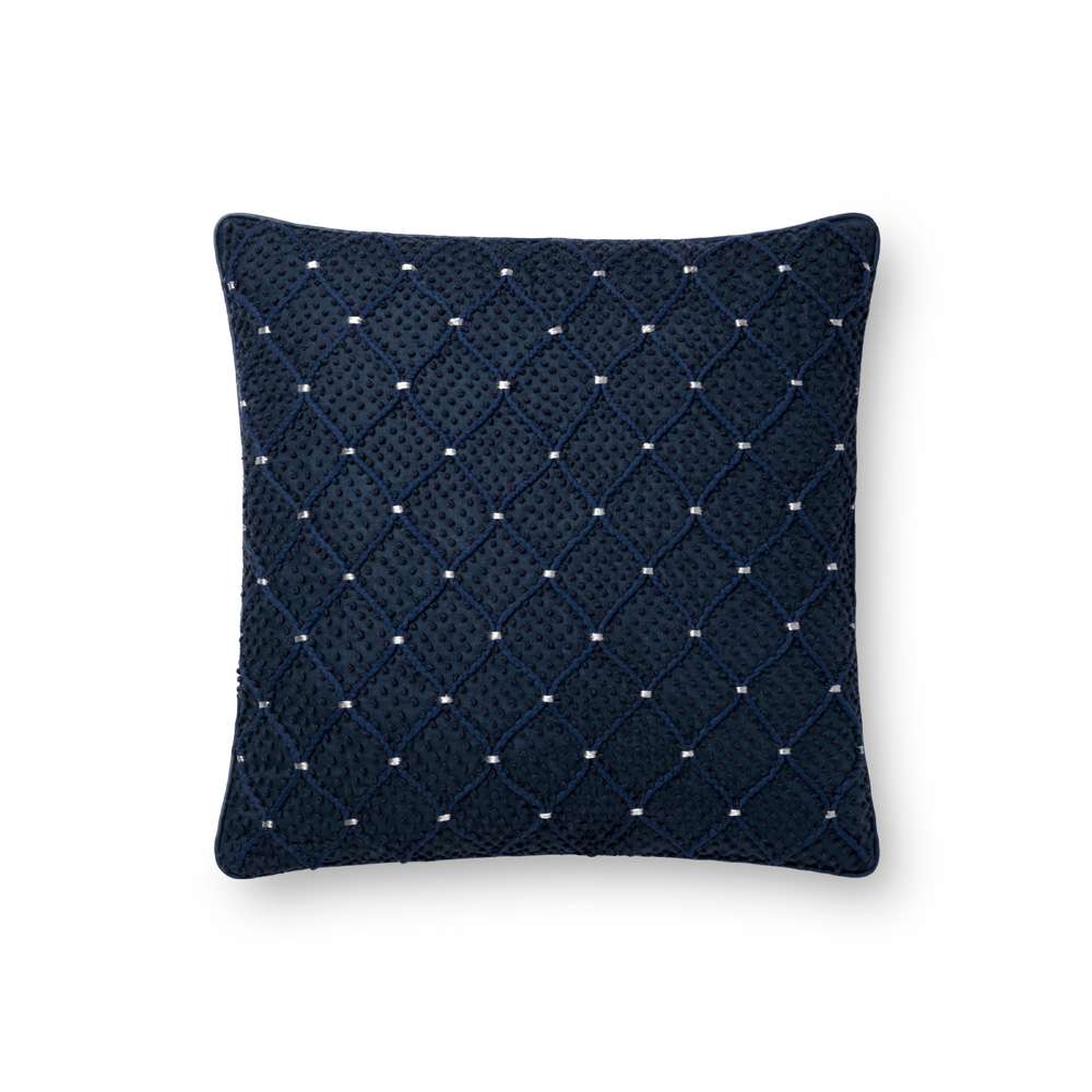 Loloi - P0675 Navy / Silver 18in x 18in Cover Only Pillow - P116P0675NVSIPIL1 veiw 1