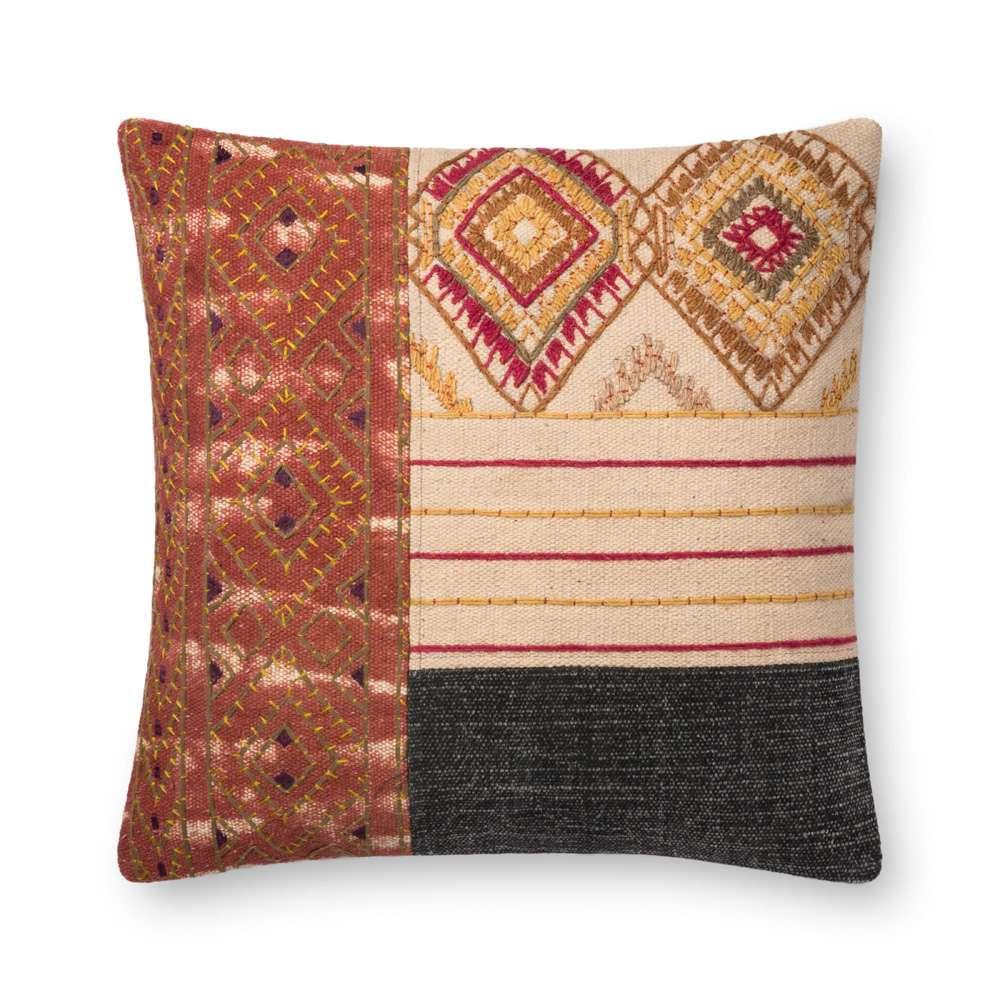 Loloi - P0679 Rust / Grey 22in x 22in Cover w/Down Pillow - DSETP0679RUGYPIL3 veiw 1