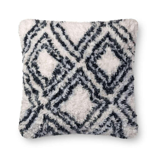 Loloi - P0711 Charcoal / White 22in x 22in Cover w/Poly Pillow - PSETP0711CCWHPIL3 veiw 1