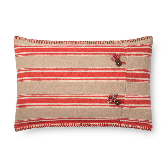 Loloi - P0718 Red / Natural 16in x 26in Cover w/Down Pillow - DSETP0718RENAPI15 veiw 1