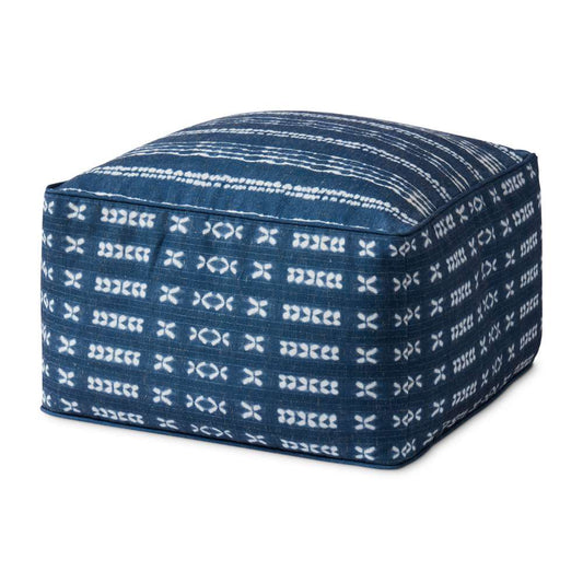 Loloi - PF0007 Indigo / Ivory 20inW x 20inD x 12inH Pouf - PF03PF0007INIVPF02 veiw 1