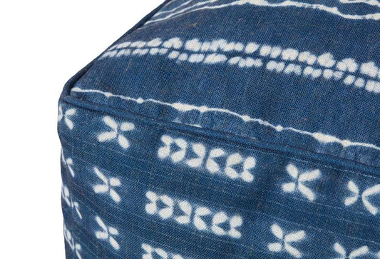 Loloi - PF0008 Indigo / Ivory 24inW x 24inD x 8inH Pouf - PF03PF0008INIVFL03 veiw 2