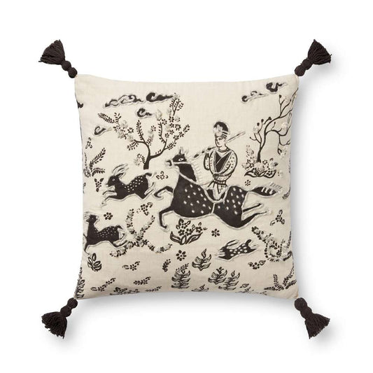 Loloi - PLL0025 Ivory / Black 18in x 18in Cover w/Down Pillow - DSETPLL0025IVBLPIL1 veiw 1