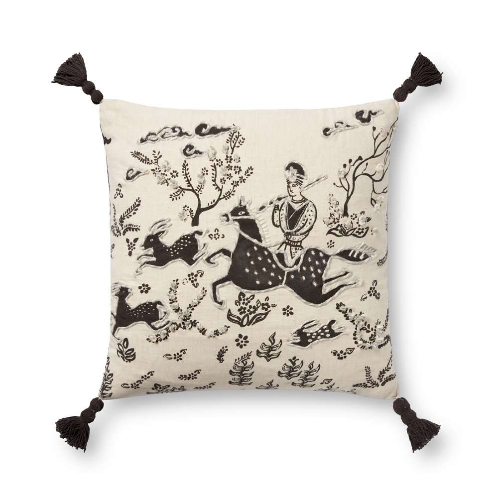 Loloi - PLL0025 Ivory / Black 18in x 18in Cover w/Poly Pillow - PSETPLL0025IVBLPIL1 veiw 1