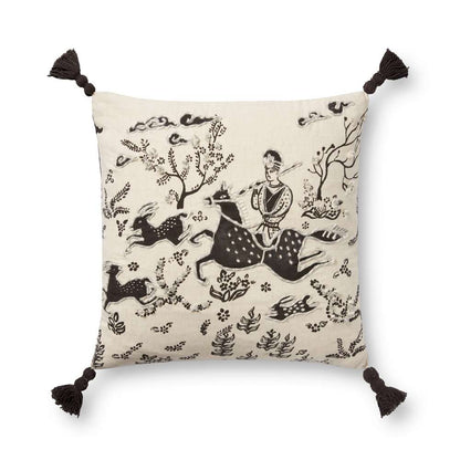 Loloi - PLL0025 Ivory / Black 18in x 18in Cover w/Poly Pillow - PSETPLL0025IVBLPIL1 veiw 1