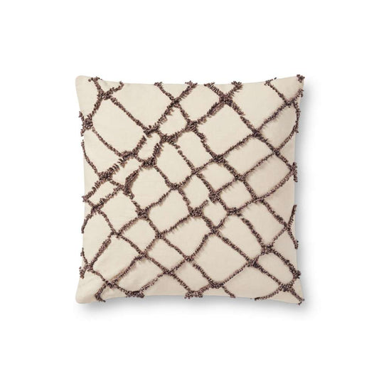 Loloi - PLL0043 Ivory / Black 18in x 18in Cover w/Down Pillow - DSETPLL0043IVBLPIL1 veiw 1