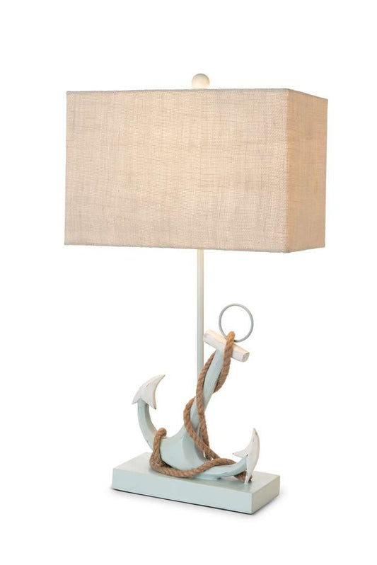 Lux Lighting - Anchor 28in Distressed Blue Polyresin Coastal Table Lamp, (Set of 2)   - LUX-54402-BLUE veiw 1