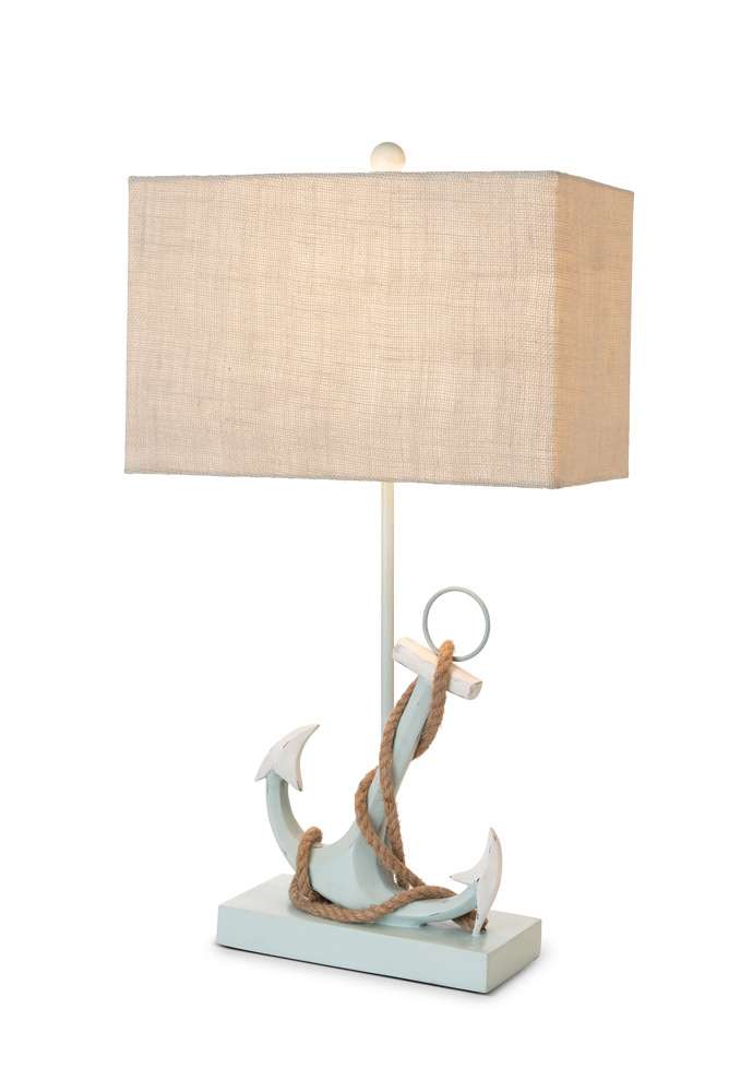 Lux Lighting - Anchor 28in Distressed Blue Polyresin Coastal Table Lamp, (Set of 2)   - LUX-54402-BLUE veiw 2