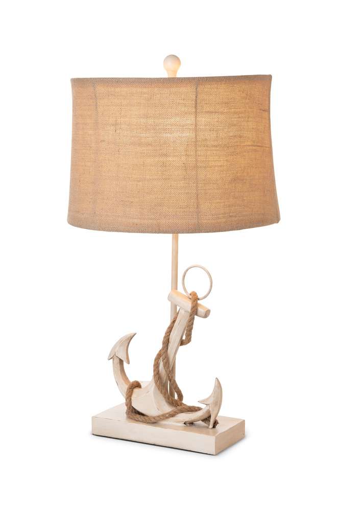 Lux Lighting - Anchor 28in Distressed White Polyresin Coastal Table Lamp, (Set of 2) - LUX-54401-WHITE veiw 2