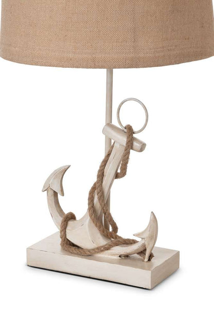 Lux Lighting - Anchor 28in Distressed White Polyresin Coastal Table Lamp, (Set of 2) - LUX-54401-WHITE veiw 3