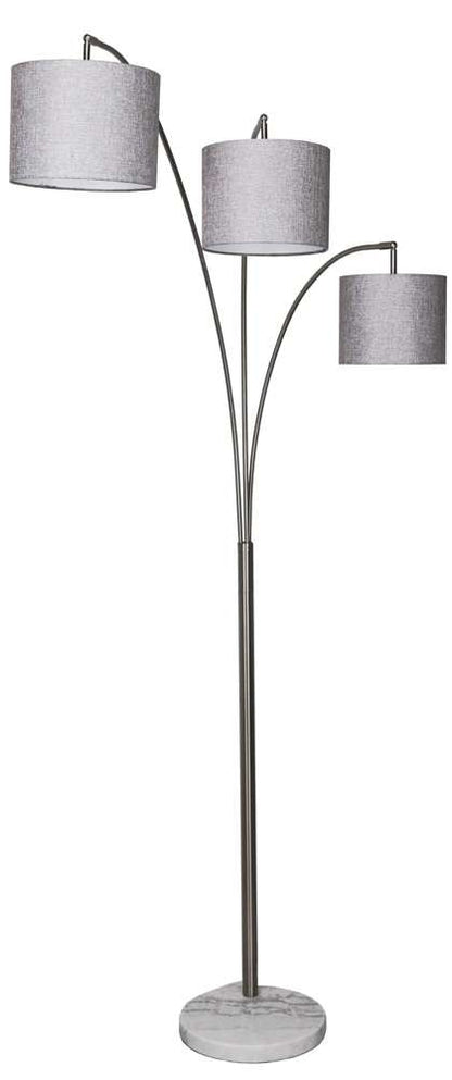 Lux Lighting - Brady 80in Steel Floor Lamp w/ 3 Arms, Grey Shade, 1 pack   - LUX-FL-333-STEEL veiw 1