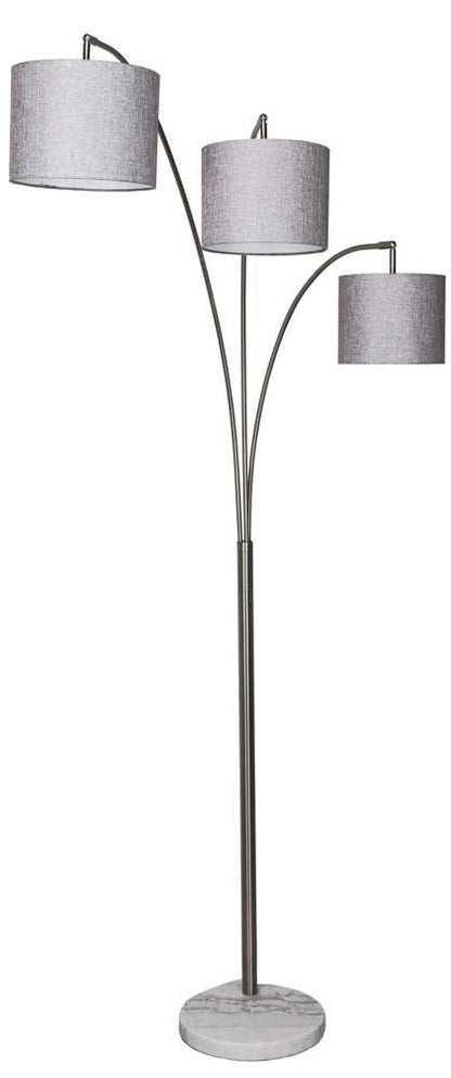 Lux Lighting - Brady 80in Steel Floor Lamp w/ 3 Arms, Grey Shade, 1 pack   - LUX-FL-333-STEEL veiw 2