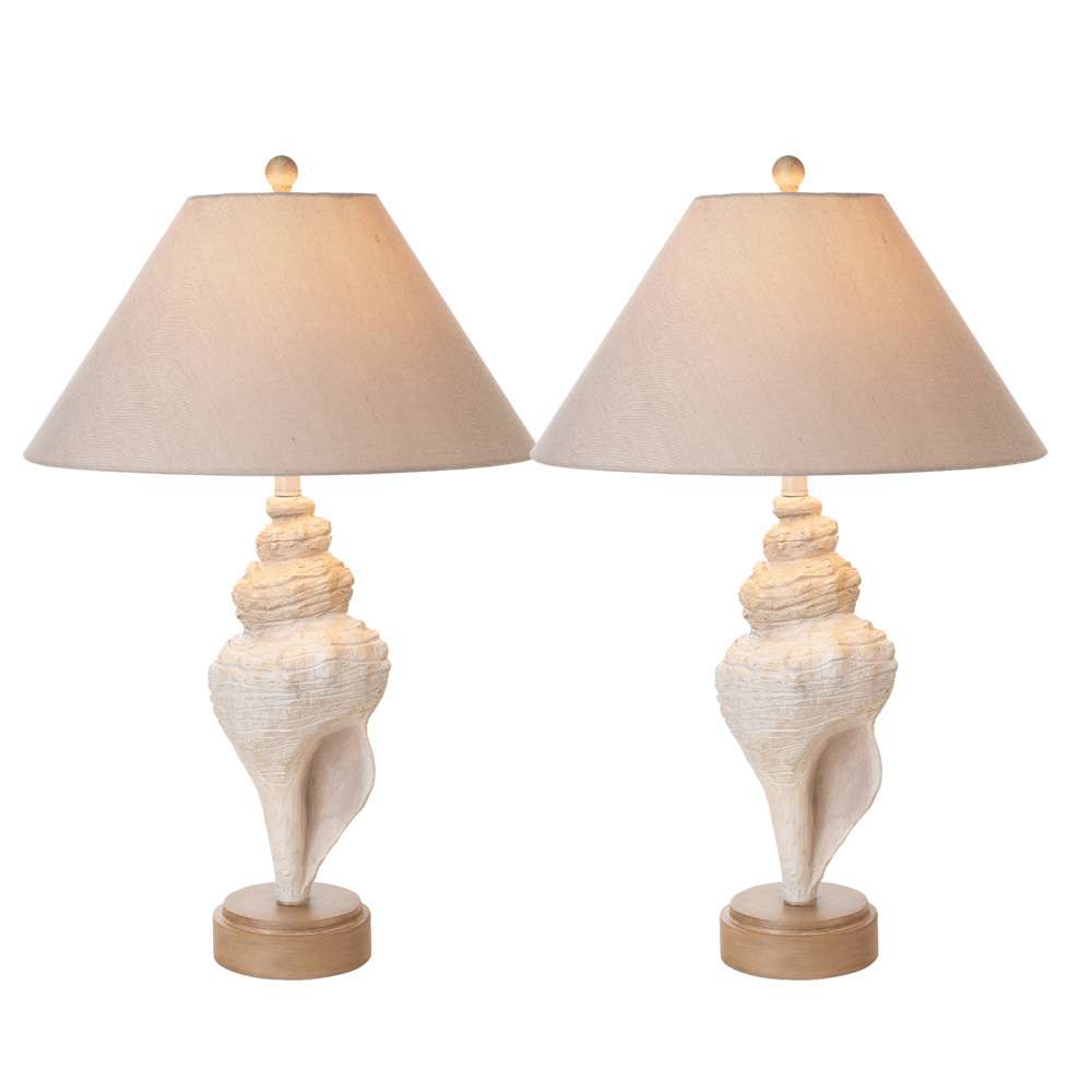 Lux Lighting - Conch 30in Seashell Coastal Table Lamp, (Set of 2) - LUX-6046-NAT veiw 8