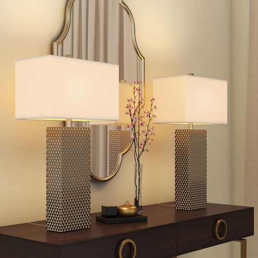 Lux Lighting - Elanor 29in Diamond Gold Polyresin Table Lamp, (Set of 2) - LUX-2047-GOLD veiw 2