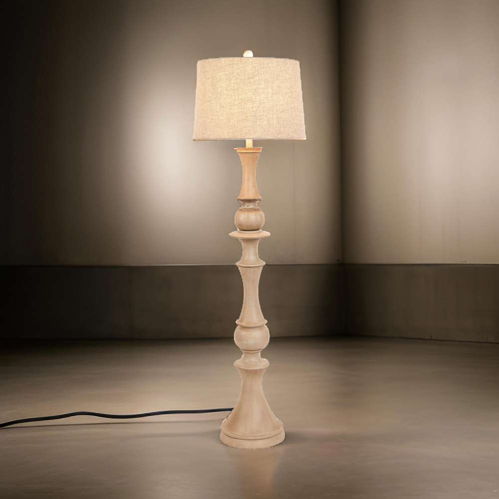 Lux Lighting - Emma 63in Polyresin Distressed Beige Floor Lamp, 1 pack - LUX-FL-C01-BEIGE_CLOSEOUT veiw 8