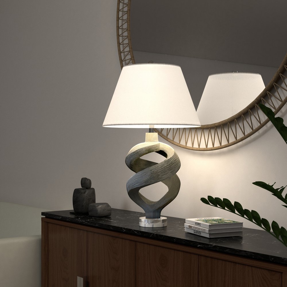 Lux Lighting - Infinity - 31" Resin Table Lamp - Grey Wash Finish - LUX-144-GREY view 2
