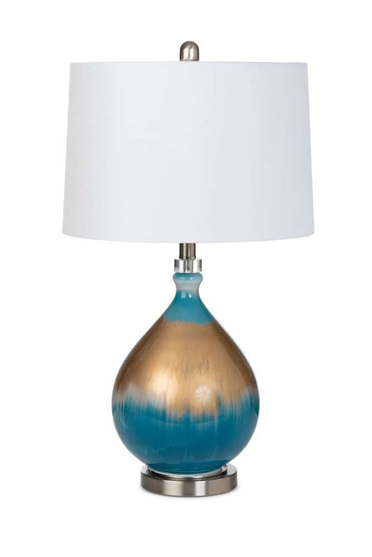 Lux Lighting - Jasmine 27in Gold/Blue Glass Table Lamp, (Set of 2)   - LUX-108-GOLD/BLUE veiw 2