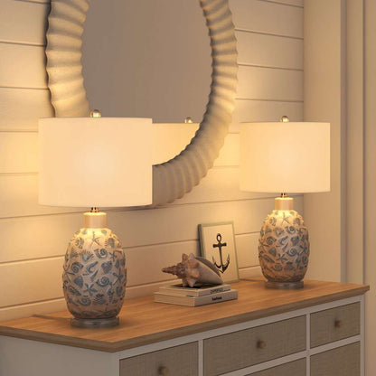 Lux Lighting - Jenny 26in Ceramic / Crystal Table Lamp, White and Blue, (Set of 2) - LUX-M164-WHITE/BLUE veiw 1