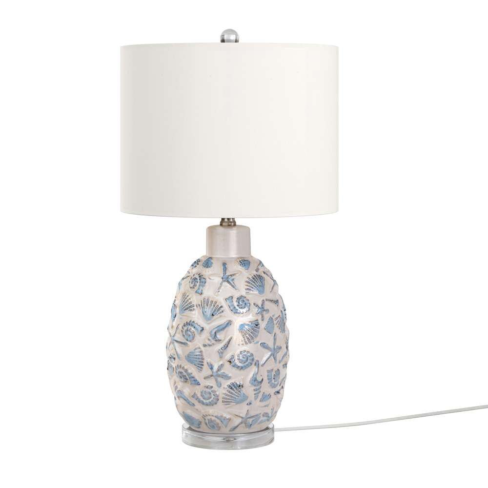 Lux Lighting - Jenny 26in Ceramic / Crystal Table Lamp, White and Blue, (Set of 2) - LUX-M164-WHITE/BLUE veiw 2