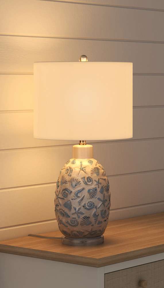 Lux Lighting - Jenny 26in Ceramic / Crystal Table Lamp, White and Blue, (Set of 2) - LUX-M164-WHITE/BLUE veiw 4